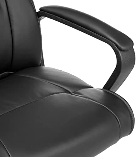 Amazon Basics Office Task Chair with Adjustable Height, 360° Swivel, Padded Armrests, Mid-Back, Rolling, 275 Pound Capacity, 24.2"D x 24"W x 34.8"H, Black Faux Leather 6