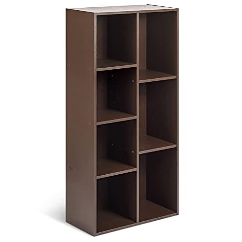 Amazon Basics 7 Cube Storage Organizer Bookcase, Sturdy Shelves, Book Shelf, Espresso, 9.3"D x 19.5"W x 41.7"H