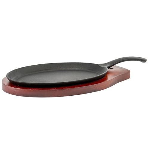 Winco FS-2 2-Piece Cast-Iron Fajita Server Set,Black, Brown,Medium