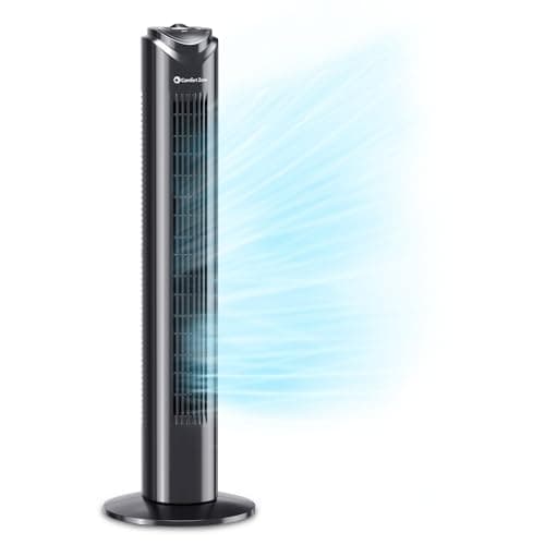 Comfort Zone 32-Inch Oscillating Tower Fan – Ultra-Slim Bladeless Design with 3 Speeds, 90° Wide Oscillation & Built-in Carry Handle – Quiet Portable Standing Fan for Bedroom, Home, or Office, Black 6