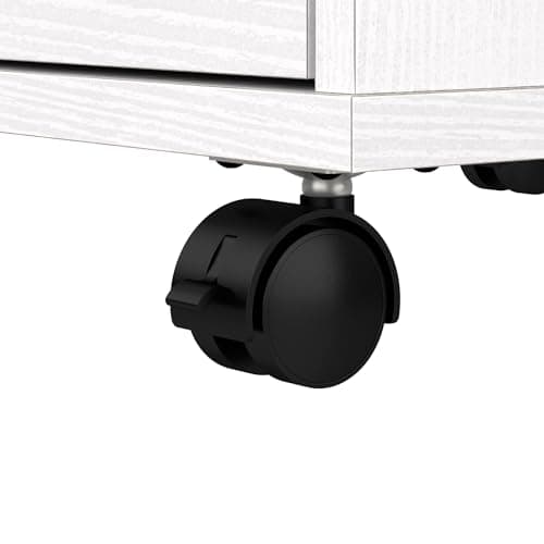 Bush Furniture Key West Rolling File Cabinet,File Cart for Home Office in Pure White Oak,2 Drawer File Cabinet on Wheels 8