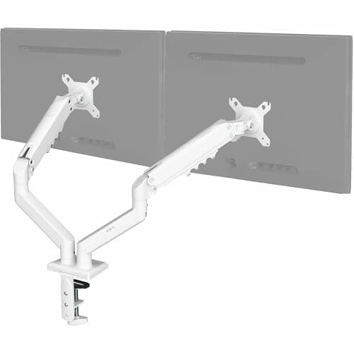VIVO Aluminum Articulating Dual Monitor Arm for 13 to 30 inch Screens, Desk Mount Tension Spring Monitor Stand for 2 Screens, White, STAND-V102OW