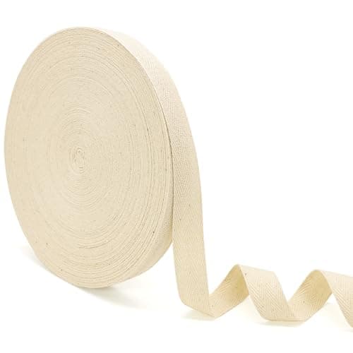 ZHFMLY Natural White Color Cotton Twill Tape Ribbon - 50 Yards x 3/4inch, Webbing Straps Herringbone Tape for Sewing, Crafts,Ties,Decoration Overlocked Edges, Non-Fadings DIY, Clothing,Fabric Trim