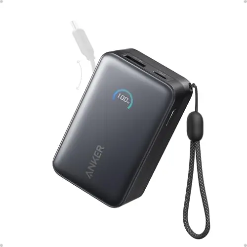Anker Nano Portable Charger, 45W 10000mAh with 2.3 ft Retractable Cable, Compact Power Bank, Travel Essential Phone Battery Pack for iPhone 17/16 Series, iPad, Galaxy, Pixel, and More