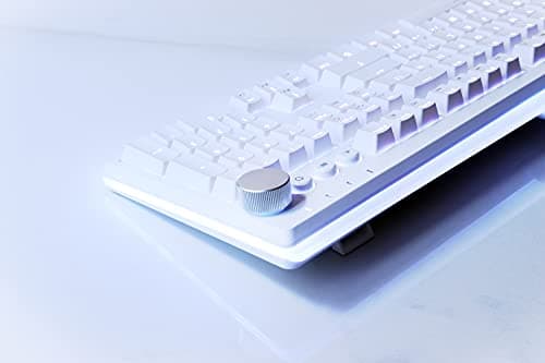 i-rocks K71M RGB Mechanical Gaming Keyboard with Media Control Knob, Switches (Red), 107 Keys w/Full NKRO, PBT Keycaps, Multimedia Hotkeys, Detachable USB-C Cable and Onboard Storage, White 6