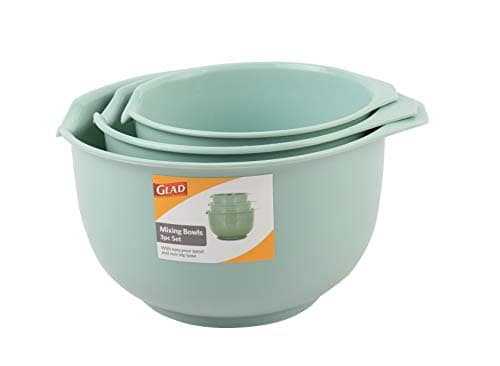 Glad Mixing Bowls with Pour Spout, Set of 3 | Nesting Design Saves Space | Non-Slip, BPA Free, Dishwasher Safe Plastic | Kitchen Cooking and Baking Supplies, Sage Green 4