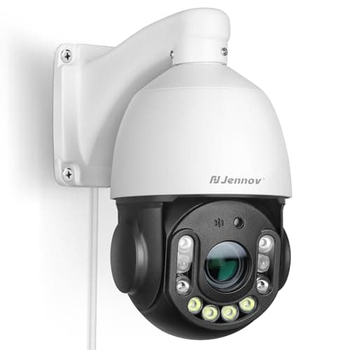 Jennov 6MP POE Outdoor Camera, PTZ IP Dome Surveillance Camera with 20X Optical Zoom, 355° Pan & 90° Tilt, Human Vehicle Detection, Auto Tracking, Spotlights Color Night Vision, Two Way Audio