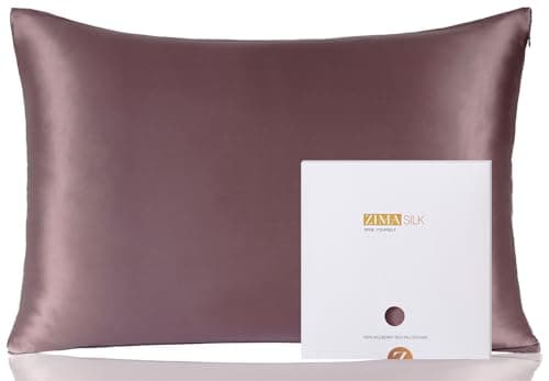 ZIMASILK 100% Pure Mulberry Silk Pillowcase for Hair and Skin Health,Soft and Smooth,Both Sides Premium Grade 6A Silk,600 Thread Count,with Hidden Zipper,1pc(Standard 20''x26'',Dark Mauve)