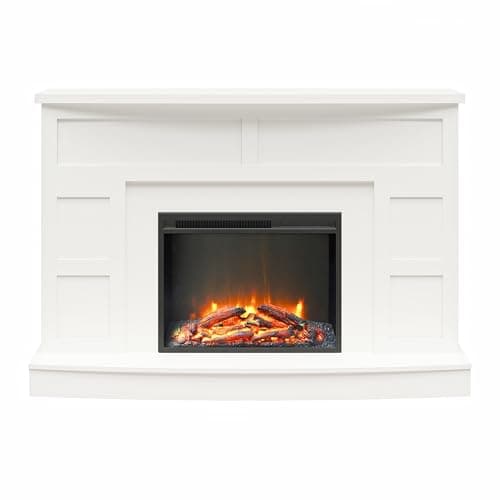 Ameriwood Home Barrow Creek 53.5 Inch Electric Fireplace with Mantel, Replaceable Fireplace Insert Heater, Remote Control, Timer, Realistic Log and Flame Effect, for Living Room or Bedroom, White 7