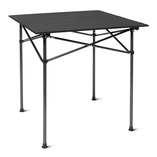 Amazon Basics Portable Folding Aluminum Camping Table, Tall, Black