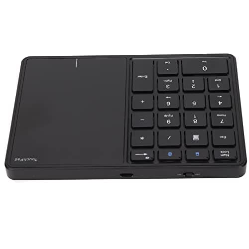 Sanpyl Numeric Keypad, 2 in 1 22 Keys 2.4G Touchpad Bluetooth 4.2 Number Pad, Type C Charging 500mAh Financial Accounting Keyboard, for Laptop, PC, Desktop(Black) 8