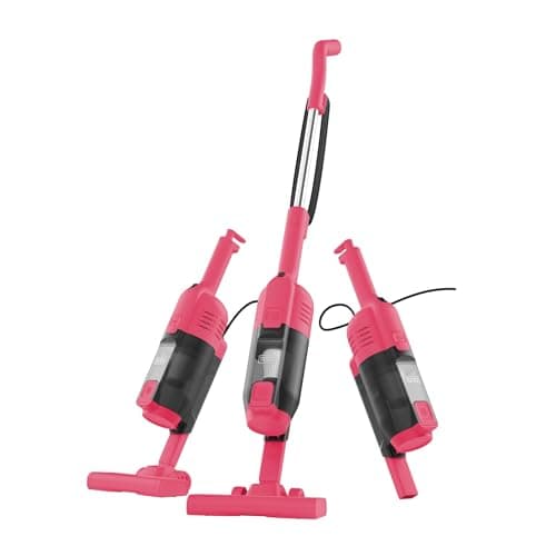 BLACK+DECKER Powerseries Lite Corded 3 in 1 Stick Vacuum, Upright to Hand-Vac Multi Surface, HEPA Filtration, Powerful 12k Pa, Ideal for Hard Floor, Low Carpet, Pet Hair Home & Office use, Pink