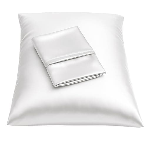 BLISSFORD Satin Pillowcase with Zipper for Hair and Skin Care, Feels Soft and Cool Like a Silk Pillowcase, White Satin Pillow Cases 2 Pack, Slik Pillow Cover, Queen Size - Set of 2