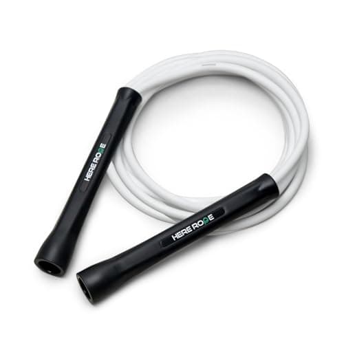 Hererope 6MM PVC Jump Rope for Men & Women Fitness, Speed, Tricks, Cardio Training, Boxing Jump Rope with Unbreakable Handles and Non-Kinking Skipping Rope, Adjustable Jumprope for Indoor Outdoor（Snow White）