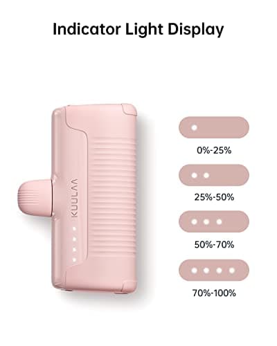 Kuulaa Portable Phone Charger, Small Power Bank 4500mAh Mini Power Bank for iPhone Cute Battery Pack Backup Charger Travel Compatible with iPhone 14/13/12/11/XS/XR (Pink) 7