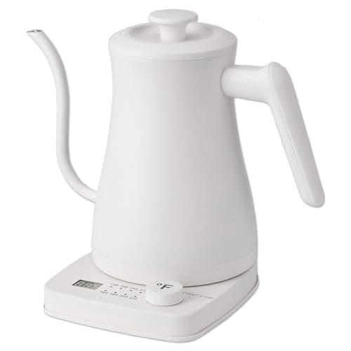 1.0L 1500W Gooseneck Electric Kettle - Stainless Steel Interior - Rapid-Boil - Auto Shut-Off, Boil-Dry Protection, Temperature Control, LED Indicator - White by The Display Guys