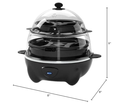 Dash Deluxe Egg Cooker - Boiler, Poacher & Steamer - Includes Measuring & Recipe Guide - Dishwasher Safe - BPA Free - Holds 12 Eggs, Black 11