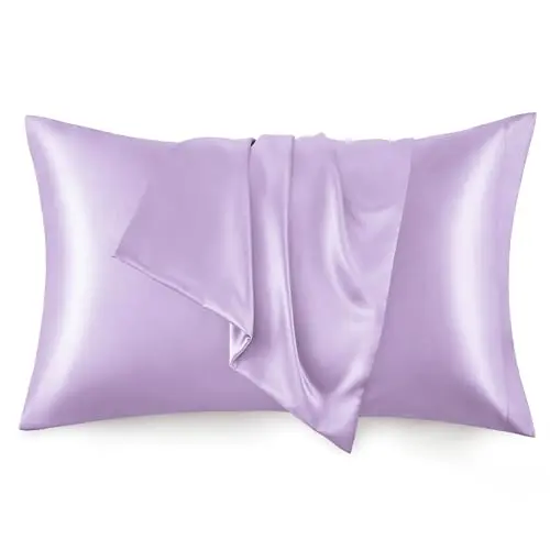 Love's cabin Satin Pillowcase Set of 2 Queen Size 20x30, Cooling Pillow Covers for Hair and Skin, Silky Smooth with Envelope Closure, Similar to Silk, Light Purple