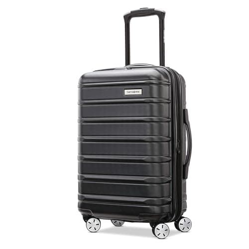 Samsonite Omni 2 Global Carry-On Spinner Luggage - Compact Size For International Travel - Airline-Approved - Features Expandable Polycarbonate Shell, 360° Wheels, USB Power Hub - Charcoal - Black