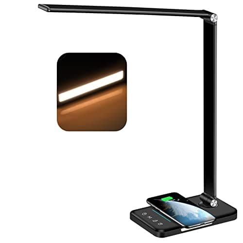 AFROG 8-in-1 4th Gen Multifunctional LED Desk Lamp with 10W Fast Wireless Charger,USB Charging Port,1200Lux Super Bright,5 Lighting Mode,7 Brightness, 40 Min Timer,Night Light Function,5000K