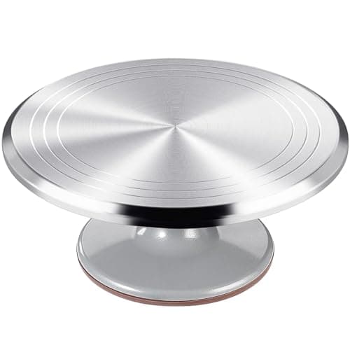 12 Inch Round Aluminum Tall Revolving Cake Decorating Stand,Cake Turntable, Rotating Cake Stand,Cake Spinner Turntable for Decorating,Cake Turntable for Decorating,Professional Cake Decorat Spin Kit