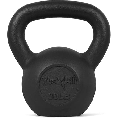Yes4All Solid Cast Iron Kettlebell Weights Set , Great for Full Body Workout and Strength Training, Kettlebell 30 lbs (Black)