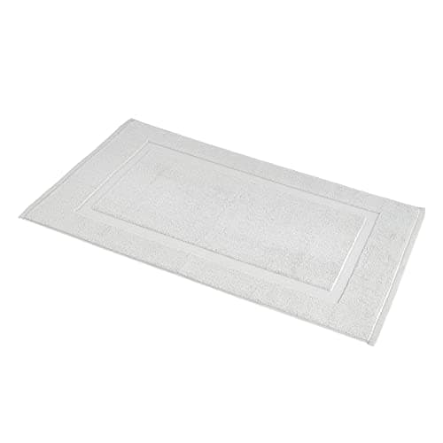 Amazon Basics Banded Bathroom Bath Rug Mat, 100% Cotton, 31 x 20 inches, Soft Silver