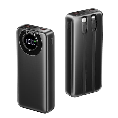 Portable Charger 35000mAh Power Bank - 5 Outputs & 2 Inputs USB-C 22.5W Fast Charging Battery Pack with Built-in Cables and Ports Compatible with Most of Cellphones and Devices, for Travel Camping