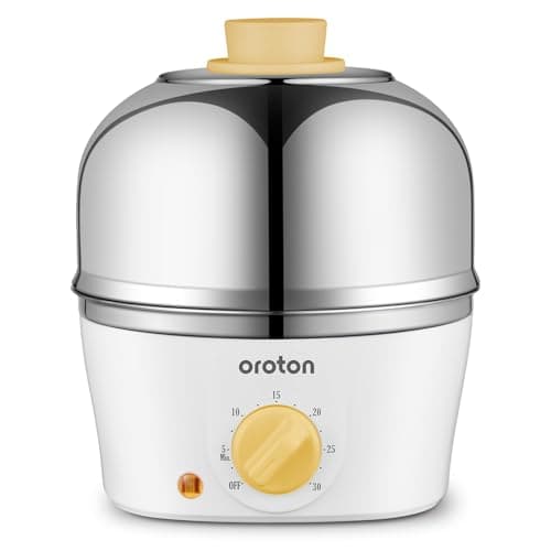 Oroton 9-Egg 304 Stainless Steel Egg Cooker – Steam & Boil Eggs with Timer, Automatic Shut-Off & 3 Cooking Modes (Hard/Medium/Soft)​