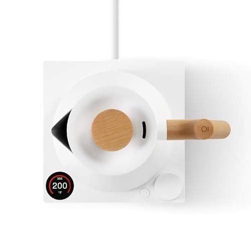 Fellow Corvo EKG Pro Electric Tea Kettle - Quick Heating, Precise Temperature Control Electric Kettle, Scheduling, Built-in Brew Timer for Boiling Water - Matte White with Maple Handle - 0.9 Liter 5