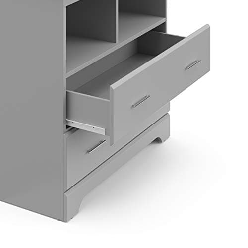 Storkcraft Brookside 2 Drawer Changing Table Dresser (Pebble Gray) – GREENGUARD Gold Certified, Easy-to-Match Chest of Drawers and Cubbies for Nursery and Kids Bedroom, Includes Changing Table Topper 7