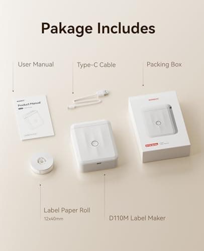 NIIMBOT Label Maker Machine Bluetooth Label Printer for School Home Office Organization, Wireless Mini Labeler D110 Upgraded Version, Label Machine with 1 Label Tape, White 9