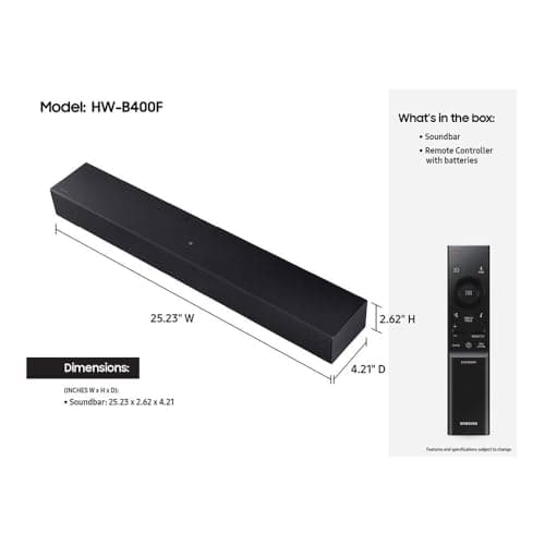 SAMSUNG B Series Soundbar HW B400F 2.0 ch, Black (Renewed) 6