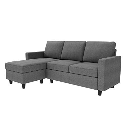 HONBAY Convertible Sectional Sofa, Convertible L Shaped Couch with Reversible Chaise, Sectional Couch for Small Space Apartment, Grey 9