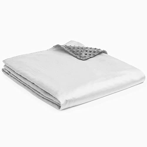 YnM Exclusive Cooling Rayon & Cozy Velvet Dual-Sided Cover for Weighted Blanket (48''x72'') - Light Grey