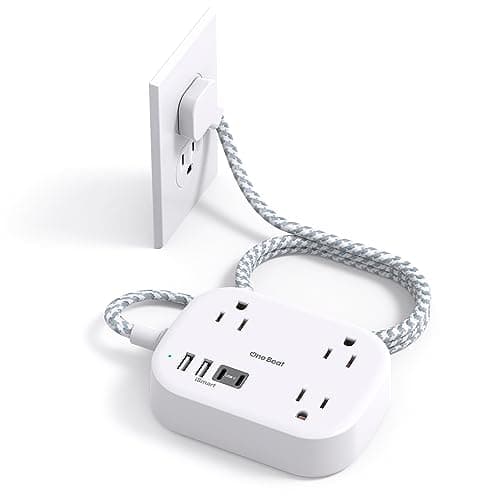 Cruise Essentials 2025,One Beat Travel Power Strip with USB C,Flat Plug Extension Cord with 3 Outlets 4 USB Ports(2 USB C),5 ft Desk Wall Outlet Extender,Non Surge Protector for Cruise,Dorm Room,ETL