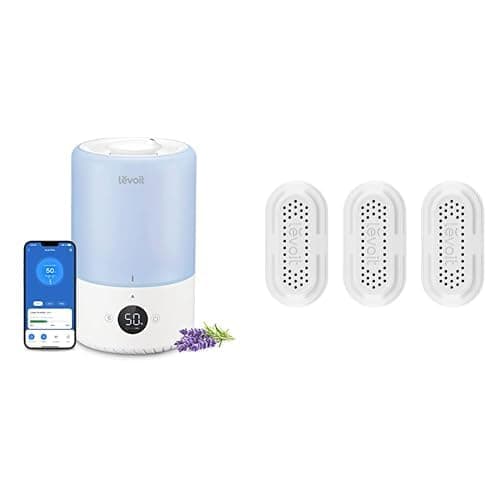 LEVOIT Dual 200S Smart Humidifiers for Bedroom, Top Fill, Customize Humidity for Home+ 3-Pack Water, Demineralization Cartridge, Compatible Top Fill Humidifiers Calcium and Magnesium Ion Softening