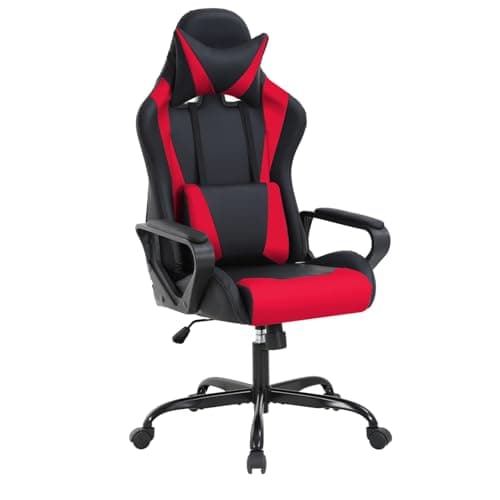 Gaming Chair High-Back Office Chair Ergonomic Video Game Chairs Height Adjustable Reclining Computer Chair with Lumbar Support Armrest Headrest Swivel Chair Game Chair for Adult Teen - Red 7