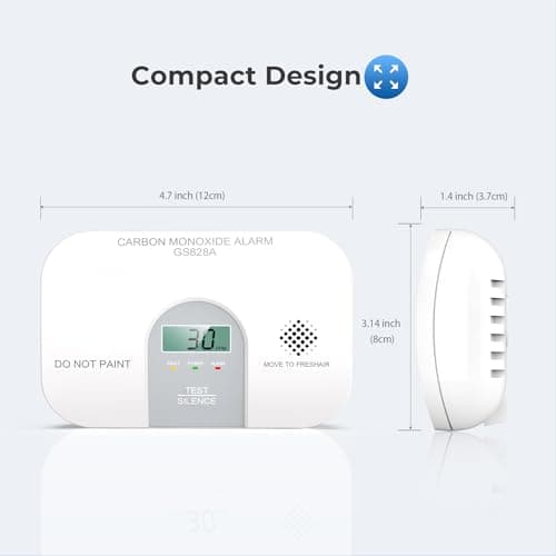 Siterwell Carbon Monoxide Detectors, 10 Year Product Life CO Detector with LCD Digital Display and Sound Warning, ETL Listed, Carbon Monoxide Detectors Battery Operated for Home School Office, 1-Pack 5