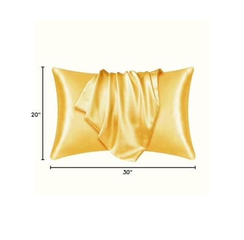 Luxury Satin Silk Pillow Case 2 Pack Pillowcase for Hair and Skin Satin Pillow Covers with Zipper Closure (Queen(20"x30"), Yellow) 5