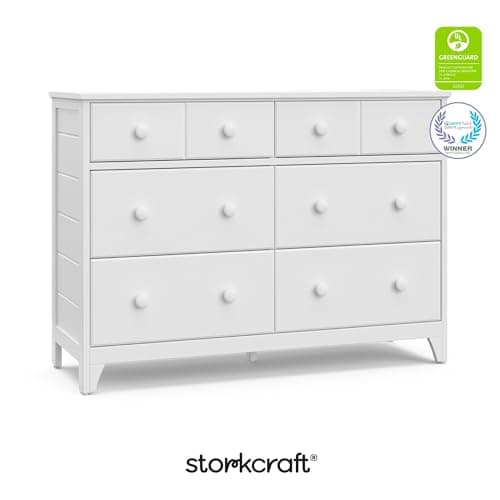 Storkcraft Moss 6 Drawer Dresser (White) – GREENGUARD Gold Certified Nursery Dresser, Safety-Focused Interlocking Drawer System, Chest of Drawers for Bedroom, Wood Craftsmanship 8