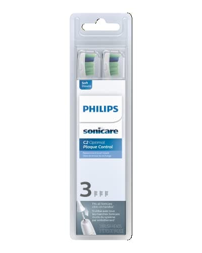 Philips Sonicare C2 Plaque Control - Genuine Replacement Electric Toothbrush Heads, White, 3 Pack, HX9023/65 11