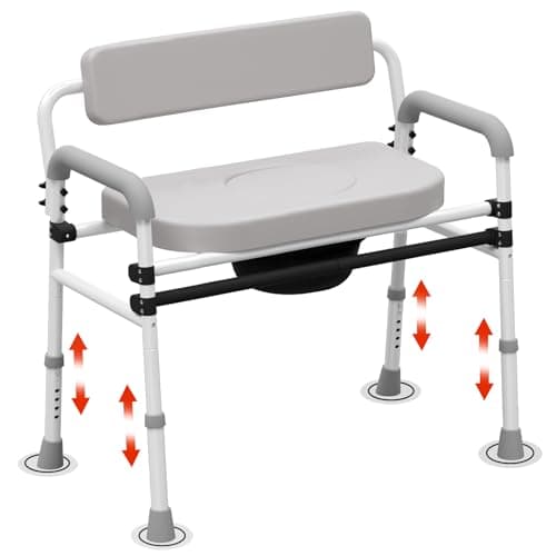 SeatYuPro Super Wide & Secure Commode Toilet Chair - Versatile 4-in-1 Design Including Bedside commodes for Seniors, Adult Potty Chair for Adults and Detachable Bucket, Supports up to 350 pounds
