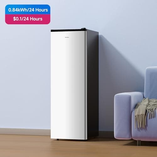 BANGSON Upright Freezer, 7.0 Cu.ft Stand Up Freezer, Convertible Upright Freezer/Refrigerator, Single Door for Kitchen,Garage, Office, Apartment, Silver 8