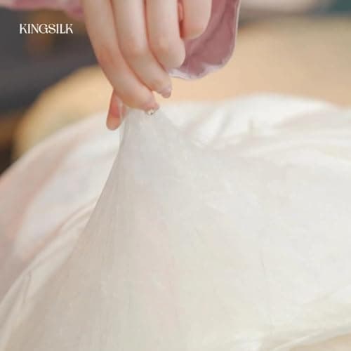 KING SILK 100% Mulberry Silk Filled Comforter for All Seasons with Natural Coolness White Colour Cloud-Like, Luxury, Ultra Soft, Breathable, Naturally Body-Hugging (1500g of Silk, 91"x87") 5