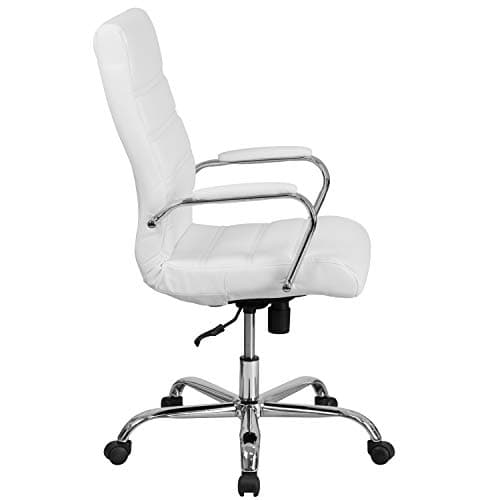 Flash Furniture Whitney High-Back Swivel LeatherSoft Desk Chair with Padded Seat and Armrests, Adjustable Height Padded Office Chair, White/Chrome 11