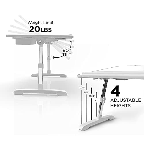Limitless TotalDesk Portable Workstation and Lap Desk with Adjustable Height & Tilt (White) 6