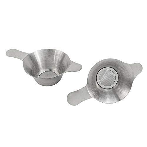 AUEAR, 2 Pack Different Size Stainless Steel Mini Strainer Fine Mesh Tea Funnel Coffee Filter with Double Handles 8
