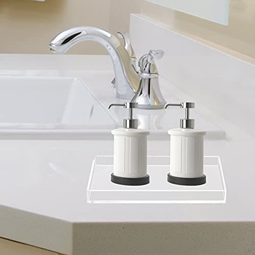 Bigfety Acrylic Bathroom Tray for Counter, Handmade Clear Trays Sturdy Organizer for Cup, Sponge, Soap, Plant (Medium, Clear) 6