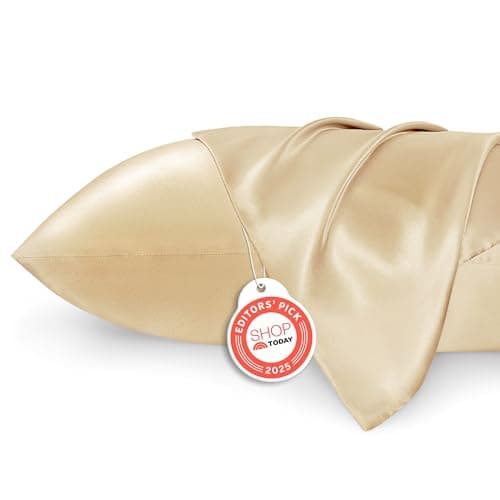 Bedsure Satin Pillowcase for Hair and Skin Queen - Champagne Gold Silky Pillowcase 2 Pack with Envelope Closure, Similar to Silk Pillow Cases, Gifts for Women Men, 20x30 Inches, 2pcs